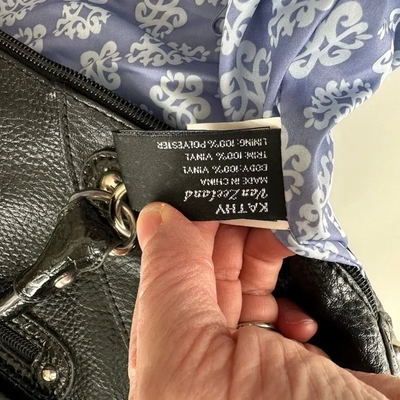 Kathy Van Zealand Y2K Black Studded Gem-Embellished vegan leather Satchel - Picture 11 of 15